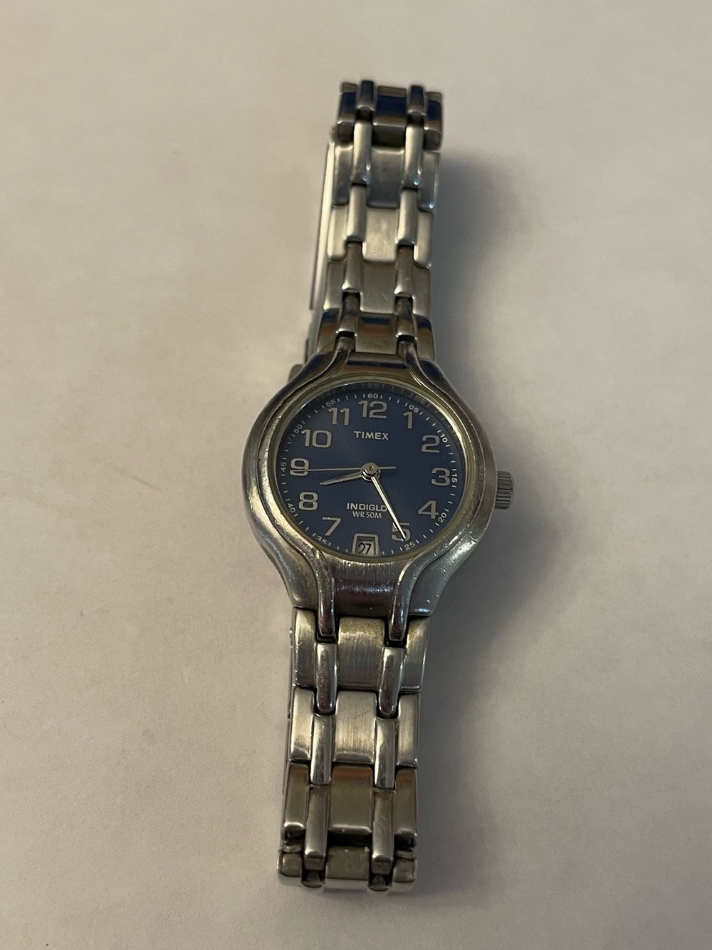 Timex Silver Stainless Steel Watch with Blue Dial